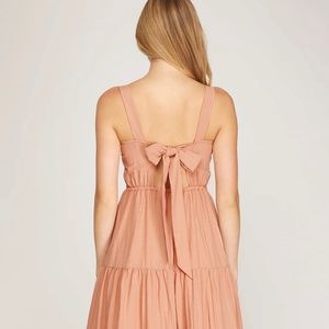 Adriana Sleeveless Open Back Midi Dress - Peach, Size Small